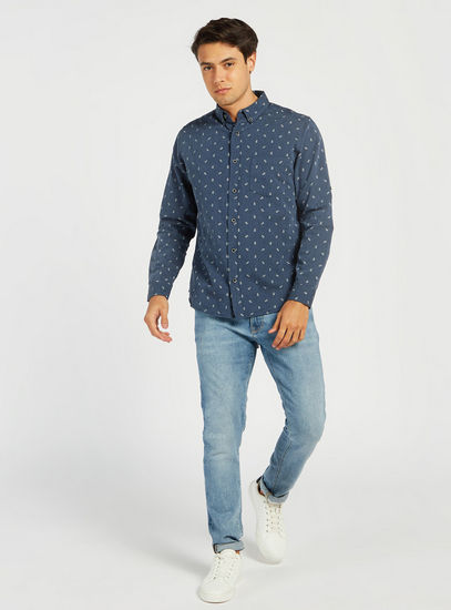 All Over Print Shirt with Long Sleeves and Button Down Collar-Shirts-image-1