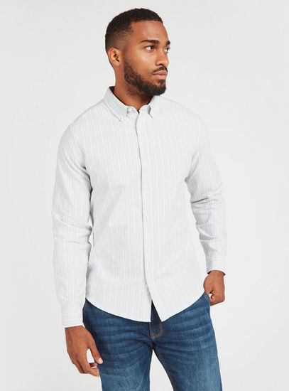 Striped Shirt with Long Sleeves and Button-Down Collar