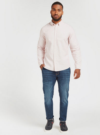 Striped Shirt with Long Sleeves and Button-Down Collar