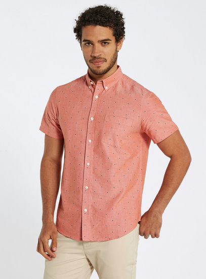Printed Shirt with Short Sleeves and Chest Pocket-Shirts-image-0