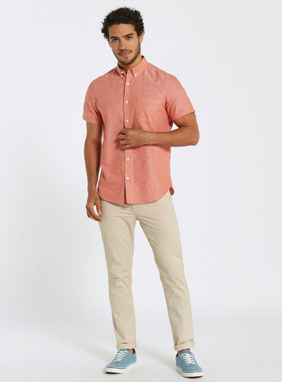 Printed Shirt with Short Sleeves and Chest Pocket-Shirts-image-1