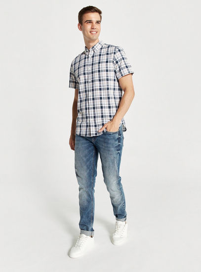 Checked Shirt with Short Sleeves and Chest Pocket-Shirts-image-1