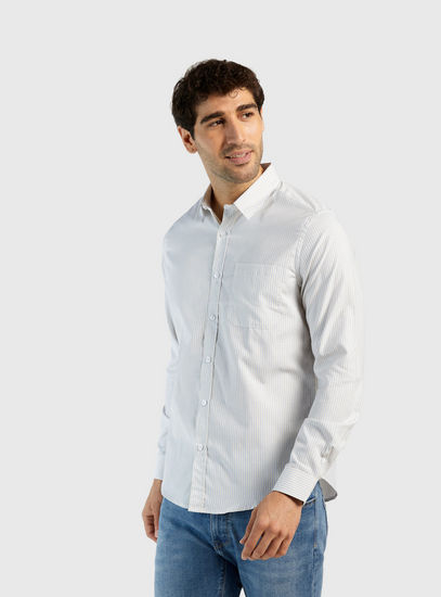 Striped Shirt with Long Sleeves and Chest Pocket-Shirts-image-0