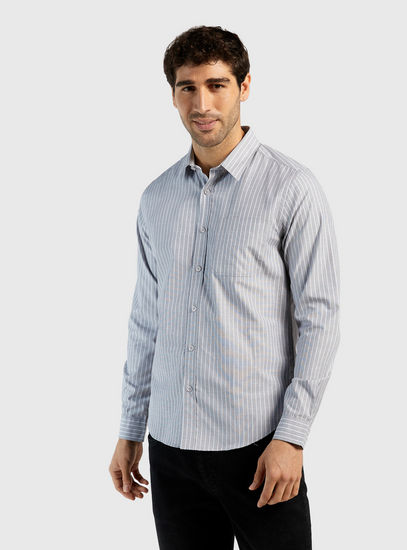 Striped Shirt with Long Sleeves and Chest Pocket