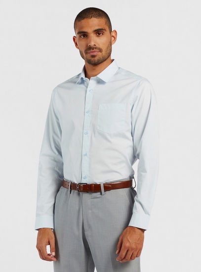 Solid Shirt with Long Sleeves and Chest Pocket