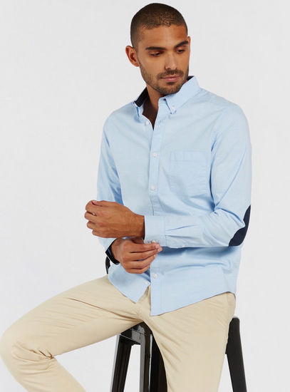 Solid Oxford Shirt with Long Sleeves and Button-Down Collar