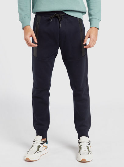 Solid Mid-Rise Jog Pants with Drawstring Closure and Pockets-Joggers-image-1