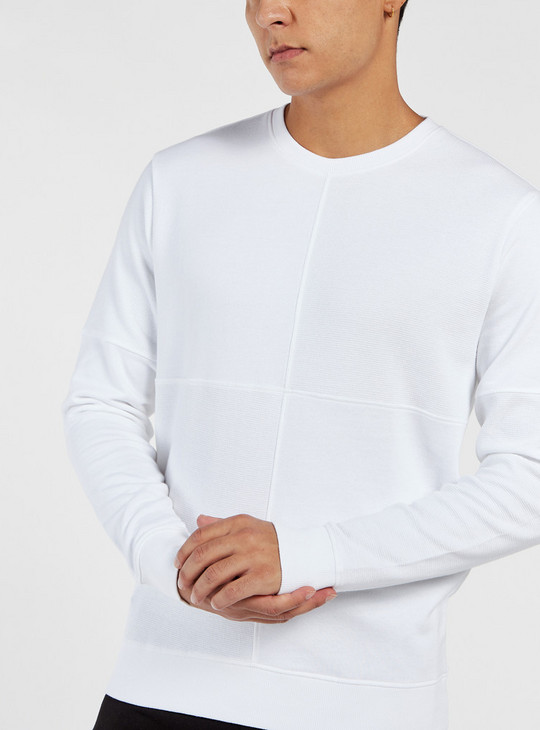 Solid Sweatshirt with Round Neck and Long Sleeves