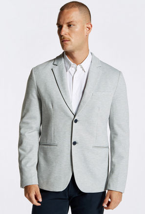 Solid Blazer with Button Closure and Long Sleeves