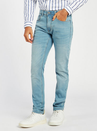 Slim Fit Denim Jeans with Belt Loops and Pockets