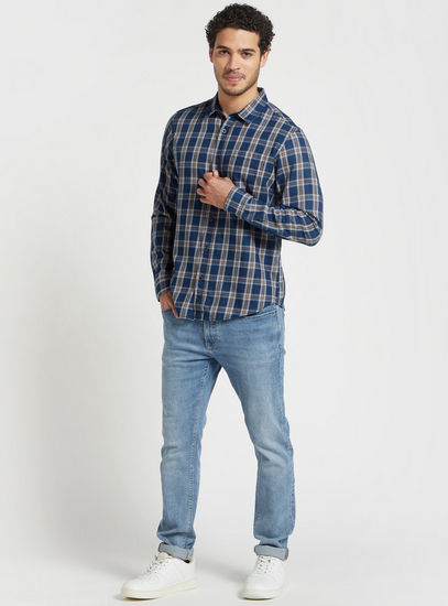 Checked Shirt with Long Sleeves and Chest Pocket