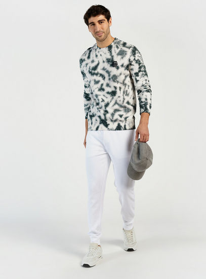 All-Over Tie-Dye Print Sweatshirt with Crew Neck and Long Sleeves
