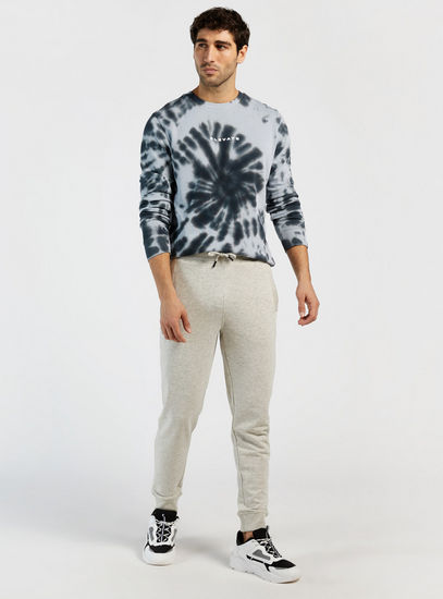 All-Over Tie-Dye Print Sweatshirt with Crew Neck and Long Sleeves