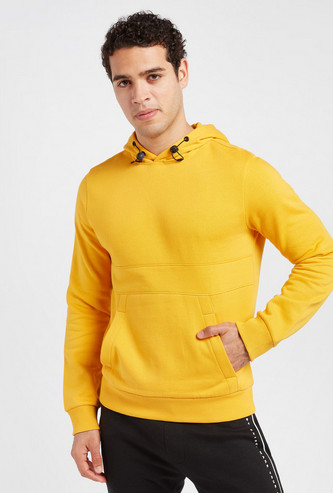 Solid Panelled Sweatshirt with Hood and Long Sleeves
