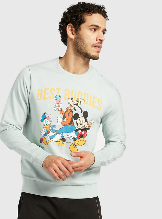 Mickey Mouse and Friends Print Sweatshirt with Round Neck and Long Sleeves