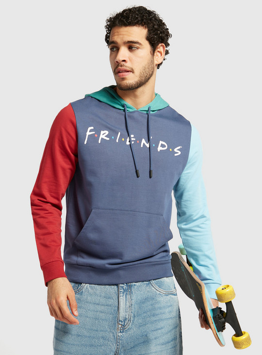 Friends Print Sweatshirt with Long Sleeves and Hood