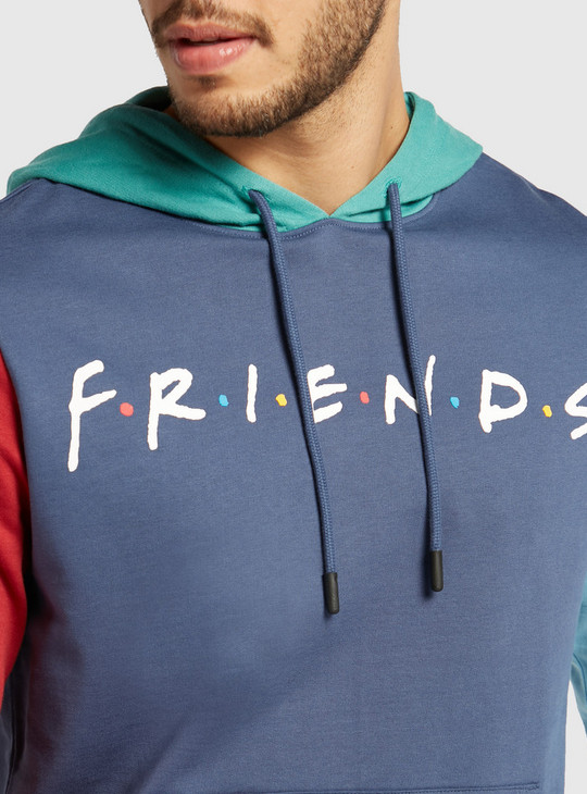 Friends Print Sweatshirt with Long Sleeves and Hood