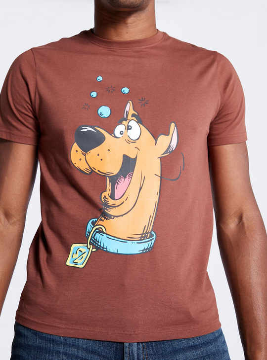 Scooby Doo Print Crew Neck T-shirt with Short Sleeves