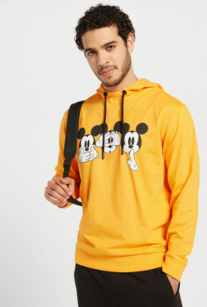 Mickey Mouse Print Sweatshirt with Hood and Long Sleeves