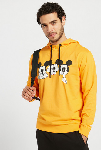 Mickey Mouse Print Sweatshirt with Hood and Long Sleeves