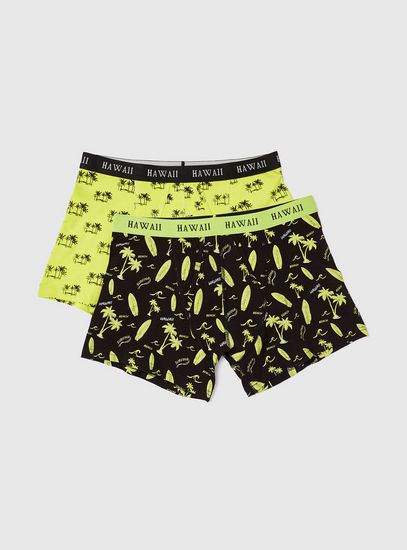 Set of 2 - Printed Antibacterial Trunks with Elasticated Waistband