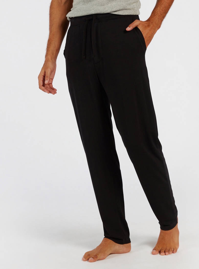 Plain Full Length Pyjamas with Pockets and Drawstring Closure-Shorts & Pyjamas-image-0