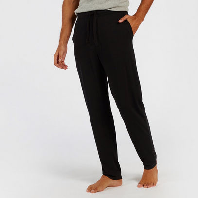 Solid Full Length Pyjamas with Pockets and Drawstring Closure