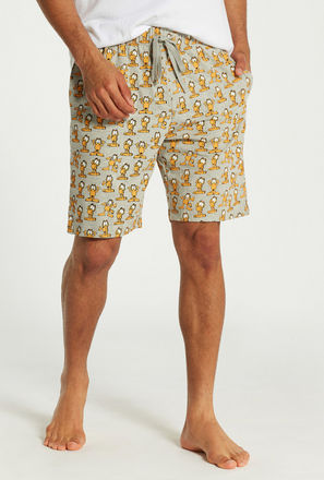 All-Over Garfield Print Shorts with Pockets and Drawstring Closure