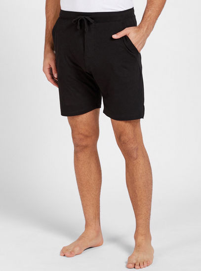 Solid Shorts with Pockets and Drawstring Closure-Shorts & Pyjamas-image-0