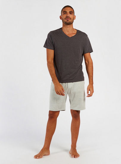 Solid Shorts with Pockets and Drawstring Closure-Shorts & Pyjamas-image-1