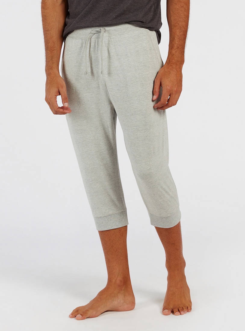 Solid 3/4 Pyjamas with Drawstring Closure-Shorts & Pyjamas-image-0