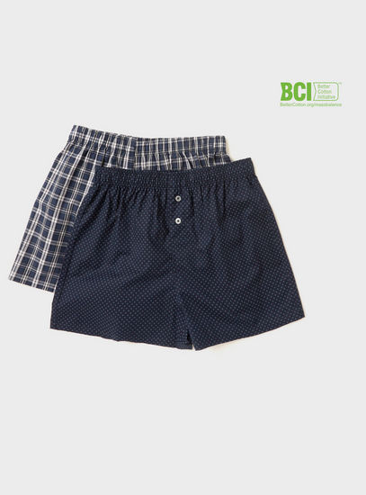 Set of 2 - Printed BCI Cotton Antibacterial Boxers with Elasticated Waistband-Woven Boxer-image-0