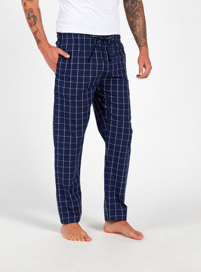 Checked BCI Cotton Pyjamas with Pockets and Drawstring Closure-Shorts & Pyjamas-image-0