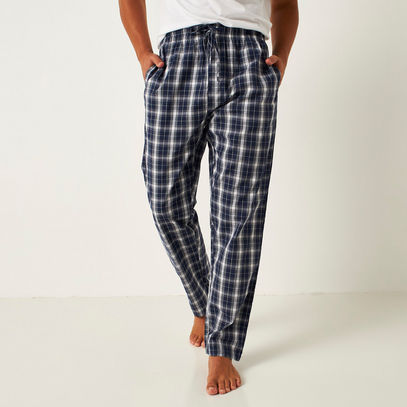 Checked Mid-Rise Pyjama with Drawstring Closure and Pockets