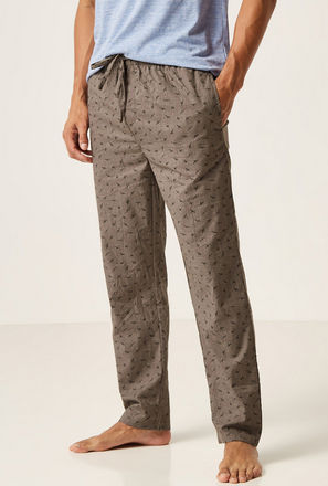 All Over Print Mid-Rise Pyjama with Drawstring Closure and Pockets