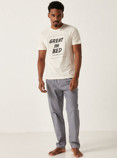 Printed Crew Neck T-shirt and Pyjama Set
