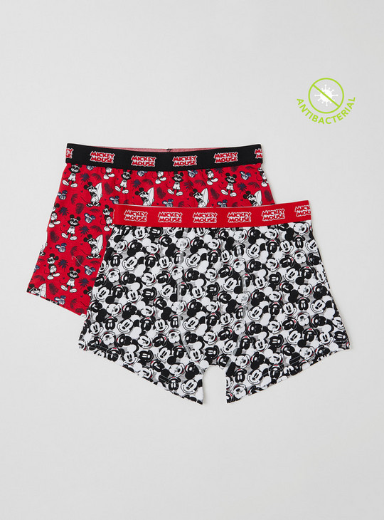 Set of 2 - All-Over Mickey Mouse Print Trunks with Elasticised Waistband