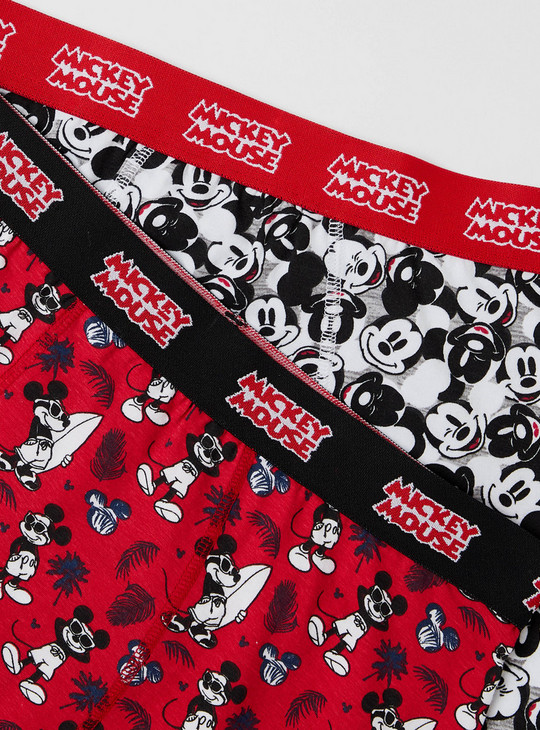 Set of 2 - All-Over Mickey Mouse Print Trunks with Elasticised Waistband