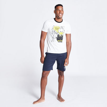 Donald Duck Print Round Neck T-shirt and Shorts Set