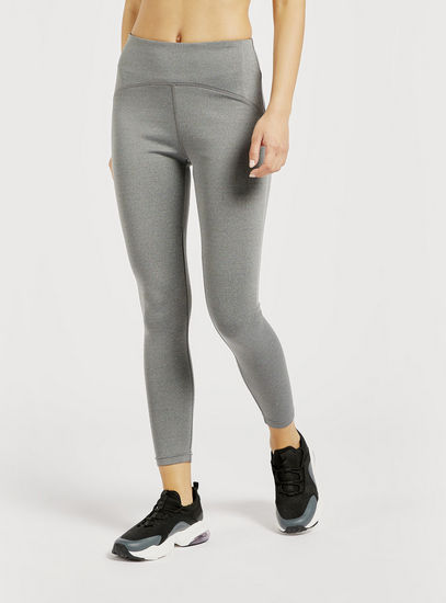 Solid Mid-Rise Leggings with Elasticated Waistband and Side Tape Detail