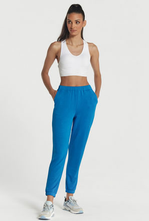 Solid High-Rise Joggers with Elasticated Waistband and Pockets