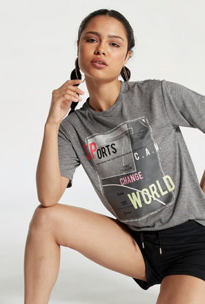 Printed T-shirt with Crew Neck and Short Sleeves-mxwomen-clothing-activewear-tshirtsandvests-1