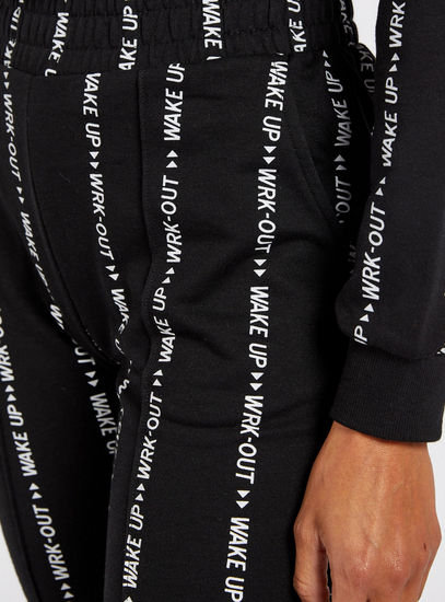 Typographic Print High-Rise Joggers with Elasticated Waistband