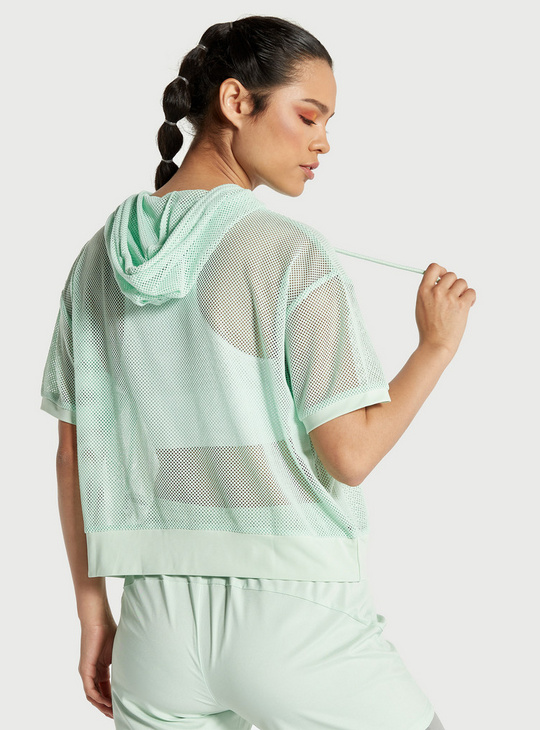 Solid Mesh Top with Hood and Short Sleeves
