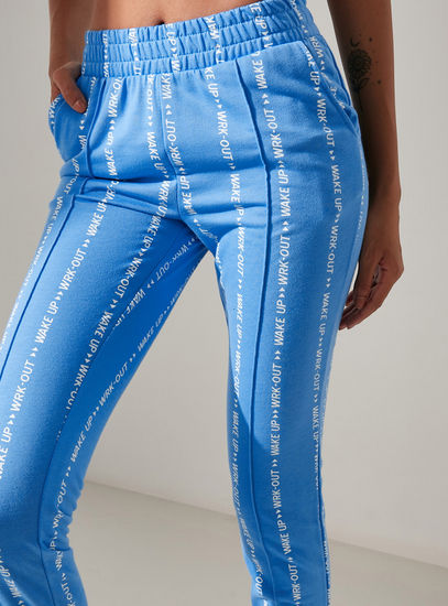 Typographic Print Joggers with Elasticated Waistband and Pockets