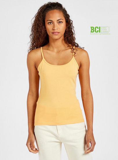 Solid BCI Cotton Sleeveless Camisole with Scoop Neck