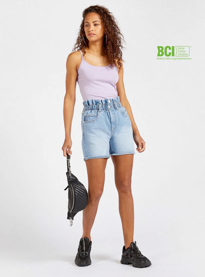 Solid BCI Cotton Sleeveless Camisole with Scoop Neck