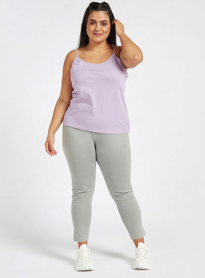 Solid High-Rise Leggings with Elasticated Waistband