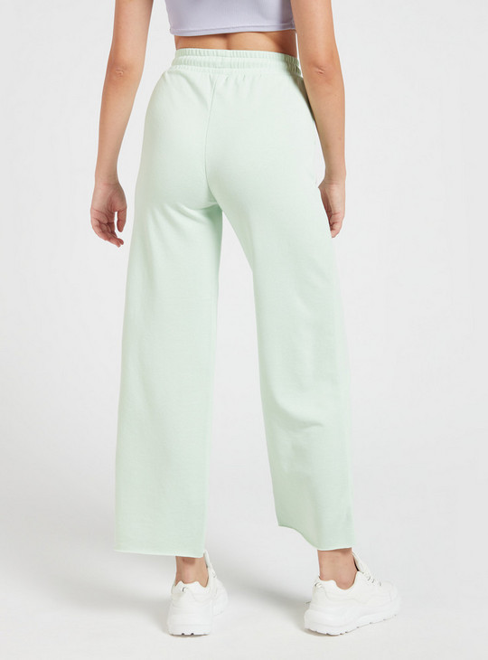 Solid Mid-Rise Pants with Drawstring Closure and Pockets