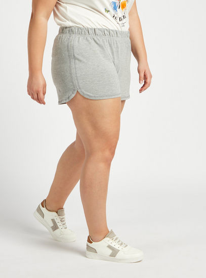 Solid Mid-Rise Shorts with Elasticated Waistband